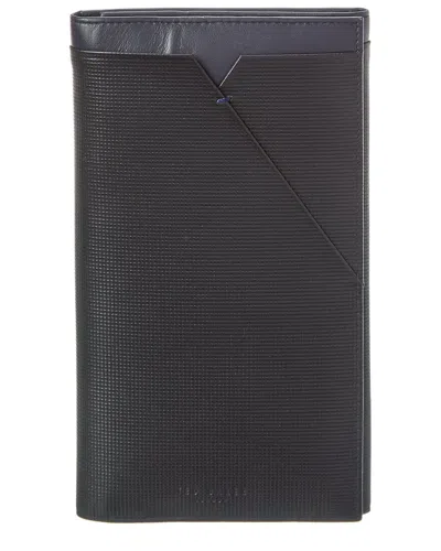 Ted Baker Gurney Textured Leather Travel Wallet In Black
