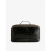 Ted Baker Womens Black Haanas Croc-texture Faux Patent-leather Washbag