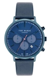 Ted Baker Haarvin Chronograph Leather Strap Watch, 44mm In Gray