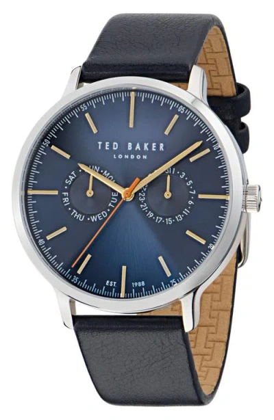 Ted Baker Haarvin Leather Strap Watch, 42mm