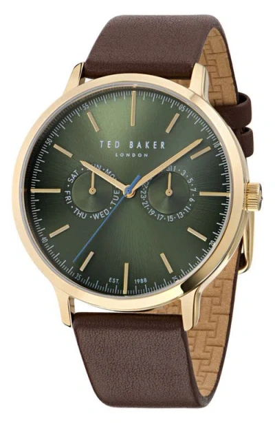 Ted Baker Haarvin Leather Strap Watch, 42mm