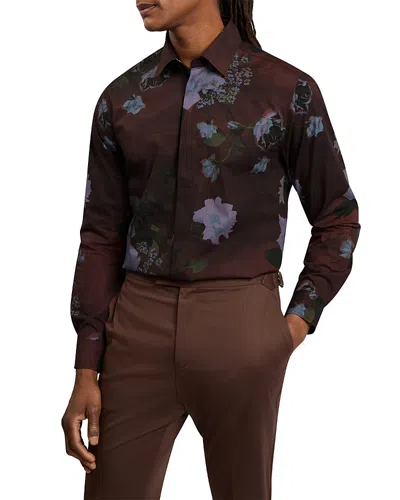 Ted Baker Hadwin Relaxed Painted Floral Print Shirt In Multi