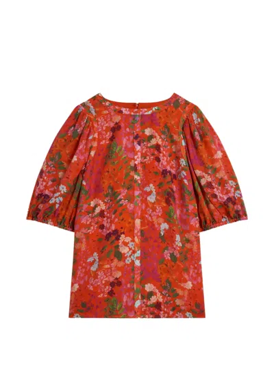 Ted Baker Hahtie Floral-print Puff-sleeve Top In Multi