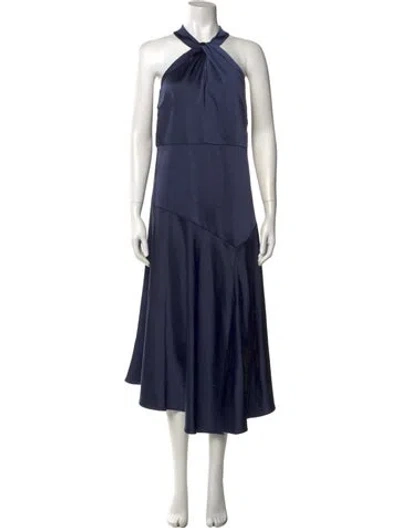Pre-owned Ted Baker Halterneck Long Dress In Blue