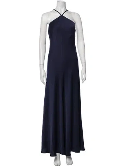 Pre-owned Ted Baker Halterneck Long Dress In Blue