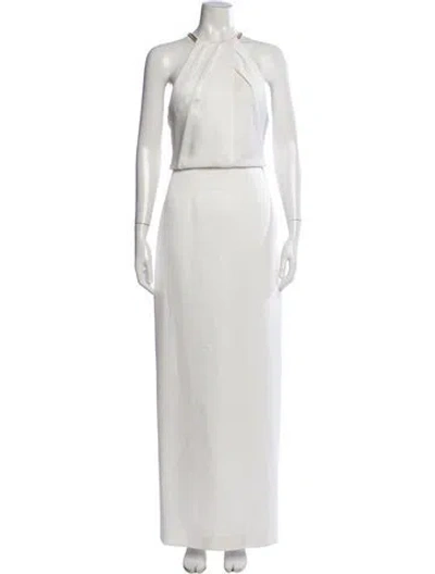 Pre-owned Ted Baker Halterneck Long Dress In Neutrals