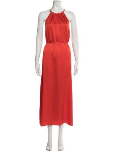 Pre-owned Ted Baker Halterneck Long Dress In Orange