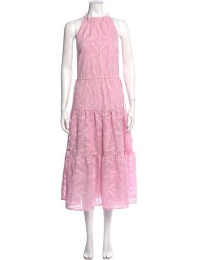 Pre-owned Ted Baker Halterneck Long Dress In Pink