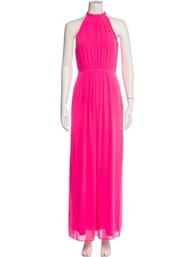 Pre-owned Ted Baker Halterneck Long Dress In Pink