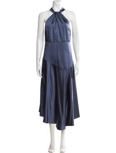 Pre-owned Ted Baker Halterneck Midi Length Dress In Blue