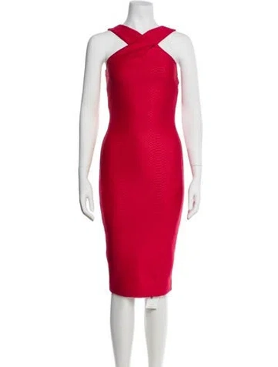 Pre-owned Ted Baker Halterneck Midi Length Dress In Red