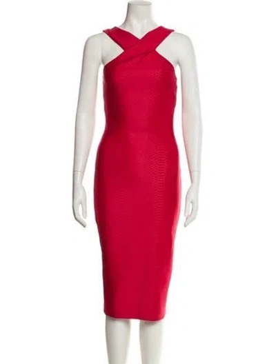 Pre-owned Ted Baker Halterneck Midi Length Dress In Red