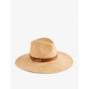 TED BAKER HARIETS LEATHER-TRIM STRAW HAT