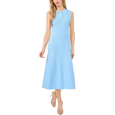 Ted Baker Harley Rib Pointelle Polo Midi Dress In Blue