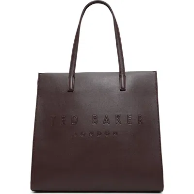 Ted Baker Hayden Faux Leather Tote In Dark Brown