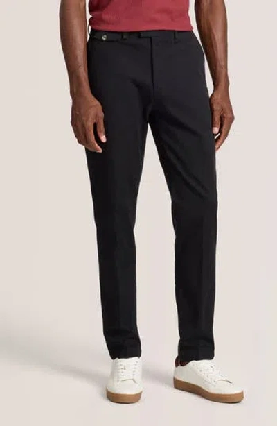 Ted Baker Heavy Stretch Cotton Twill Chino Pants In Black