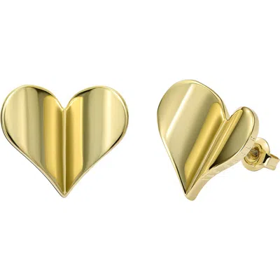 Ted Baker Helena Flutter Heart Stud Earrings In Gold
