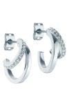 Ted Baker Helias Double Hoop Earrings In Silver Tone/clear Crystal