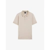 Ted Baker Mens Taupe Helta Stripe-trim Cotton Polo Shirt