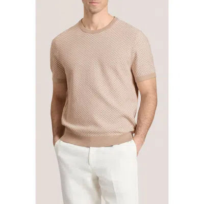 Ted Baker Herringbone Short Sleeve Knit Sweater In Brown