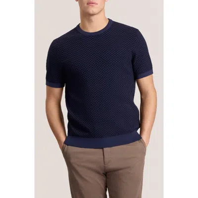 Ted Baker Herringbone Short Sleeve Knit Sweater In Blue