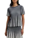 Ted Baker Hethrr Textured Stripe Fluted Sleeve Tee In Navy