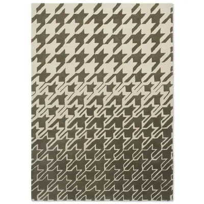 Ted Baker Houndstooth Handmade Tufted Wool Area Rug In Gray/beige In Gray,beige