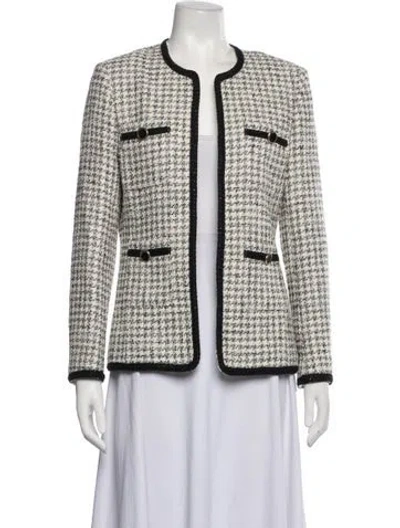 Pre-owned Ted Baker Houndstooth Print Blazer In White