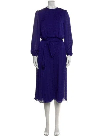 Pre-owned Ted Baker Houndstooth Print Midi Length Dress In Blue