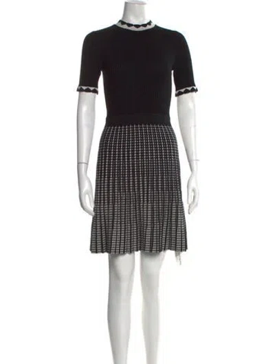 Pre-owned Ted Baker Houndstooth Print Mini Dress In Black