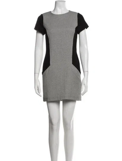 Pre-owned Ted Baker Houndstooth Print Mini Dress W/ Tags In White