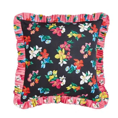 Ted Baker Hula 100% Cotton 20" X 20" Embroidered Throw Pillow In Multi-blue