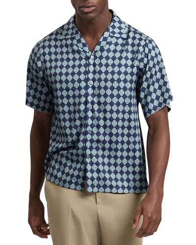 Ted Baker Ibicui Short Sleeve Regular Fit Tile Print Geo Shirt In Blue