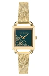 Ted Baker Iconic Floral Rsst Mesh Strap Watch In Goldone