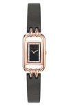 Ted Baker Iconic Leather Strap Watch, 8mm X 12mm In Black