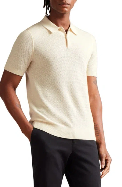 Ted Baker Imago Textured Polo In Neutral