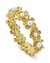 Ted Baker Imitation Pearl Daisy Bangle Bracelet In Gold