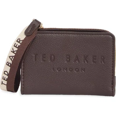 Ted Baker Indy Faux Leather Wristlet In Espresso Synthetic Pebble