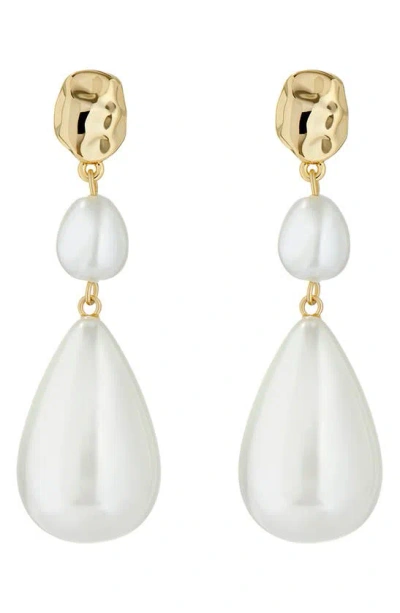 Ted Baker Inelies Imitation Pearl Drop Earrings In Gold