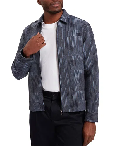Ted Baker Iwojan Quilted Mixed Stripe Overshirt In Blue