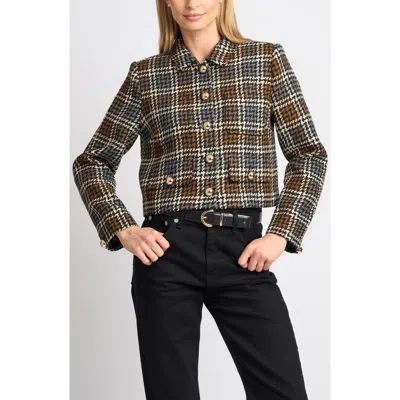 Ted Baker Jackson Plaid Cropped Jacket In Black