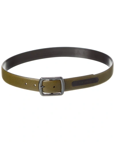 Ted Baker Jaims Contrast Detail Leather Belt In Green