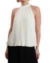 Ted Baker Jamaya High Neck Sleeveless Pleated Top In Ivory