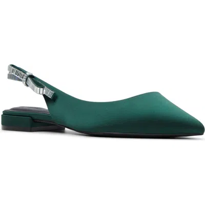 Ted Baker London Jane Bow Slingback Half D'orsay Pointed Toe Flat In Green