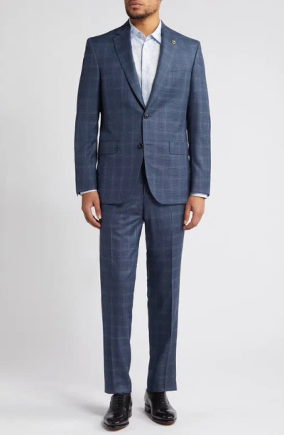 Ted Baker Jay Slim Fit Plaid Wool Suit In Mid Blue