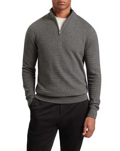 Ted Baker Jeremee T Stitch Half Zip Cotton Wool Sweater In Gray