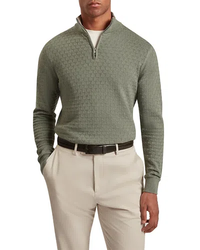 Ted Baker Jeremee T Stitch Half Zip Cotton Wool Sweater In Green