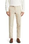 TED BAKER JEROME FLAT FRONT LINEN & COTTON DRESS PANTS