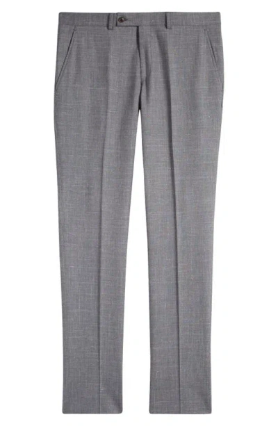 Ted Baker London Jerome Soft Constructed Flat Front Wool & Silk Blend Dress Pants In Grey