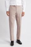 TED BAKER JEROME TRIM FIT SOFT CONSTRUCTED FLAT FRONT WOOL & SILK BLEND DRESS PANTS